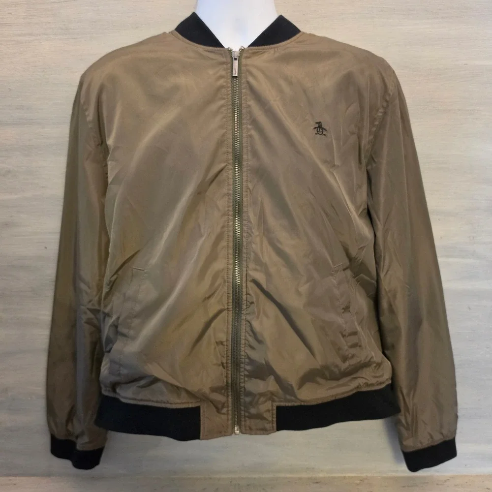 Penguin by Munsingwear Olive Green Bomber Track Jacket Size XL Good Condition‎